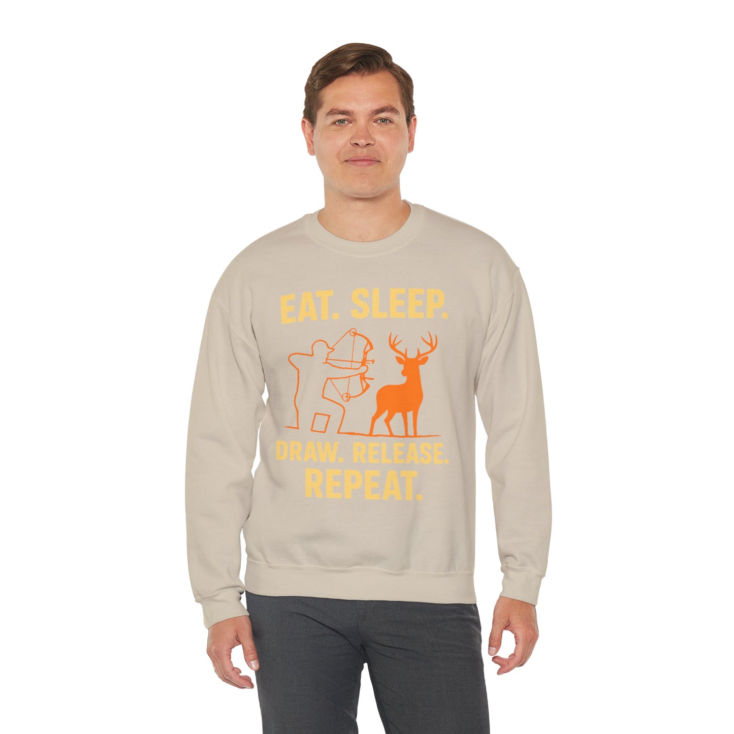Eat Sleep Draw Release Repeat Unisex Sweatshirt | Perfect Gift for Hunters, Outdoor Enthusiasts, Archery Lovers, Casual Comfort