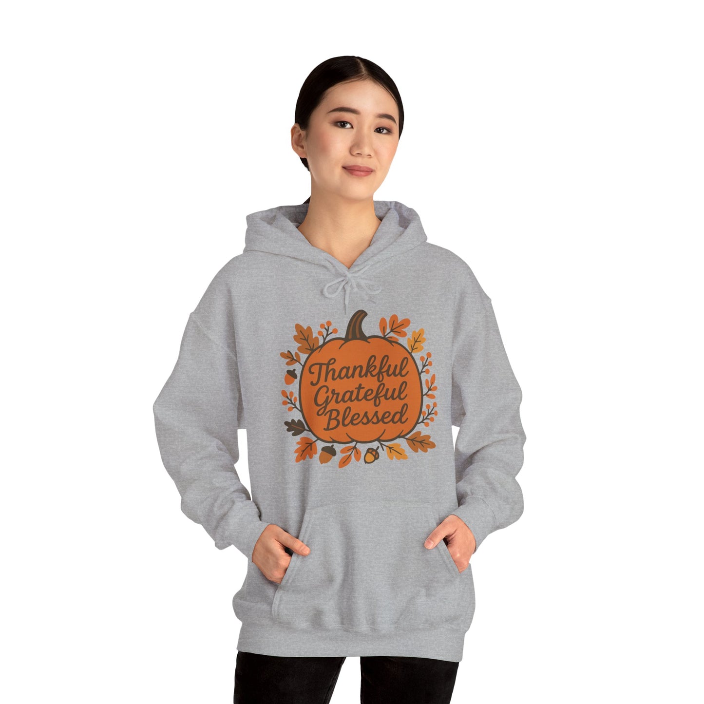 Thankful Grateful Blessed Unisex Hoodie | Cozy Fall Sweatshirt, Autumn Apparel, Thanksgiving Gift, Seasonal Comfort
