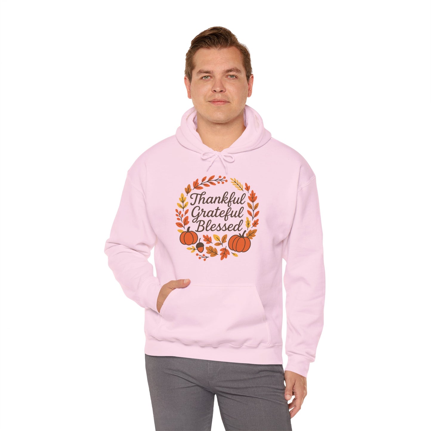 Thankful Grateful Blessed Unisex Hoodie | Cozy Fall Sweatshirt, Thanksgiving Gift, Autumn Apparel, Crewneck Sweatshirt