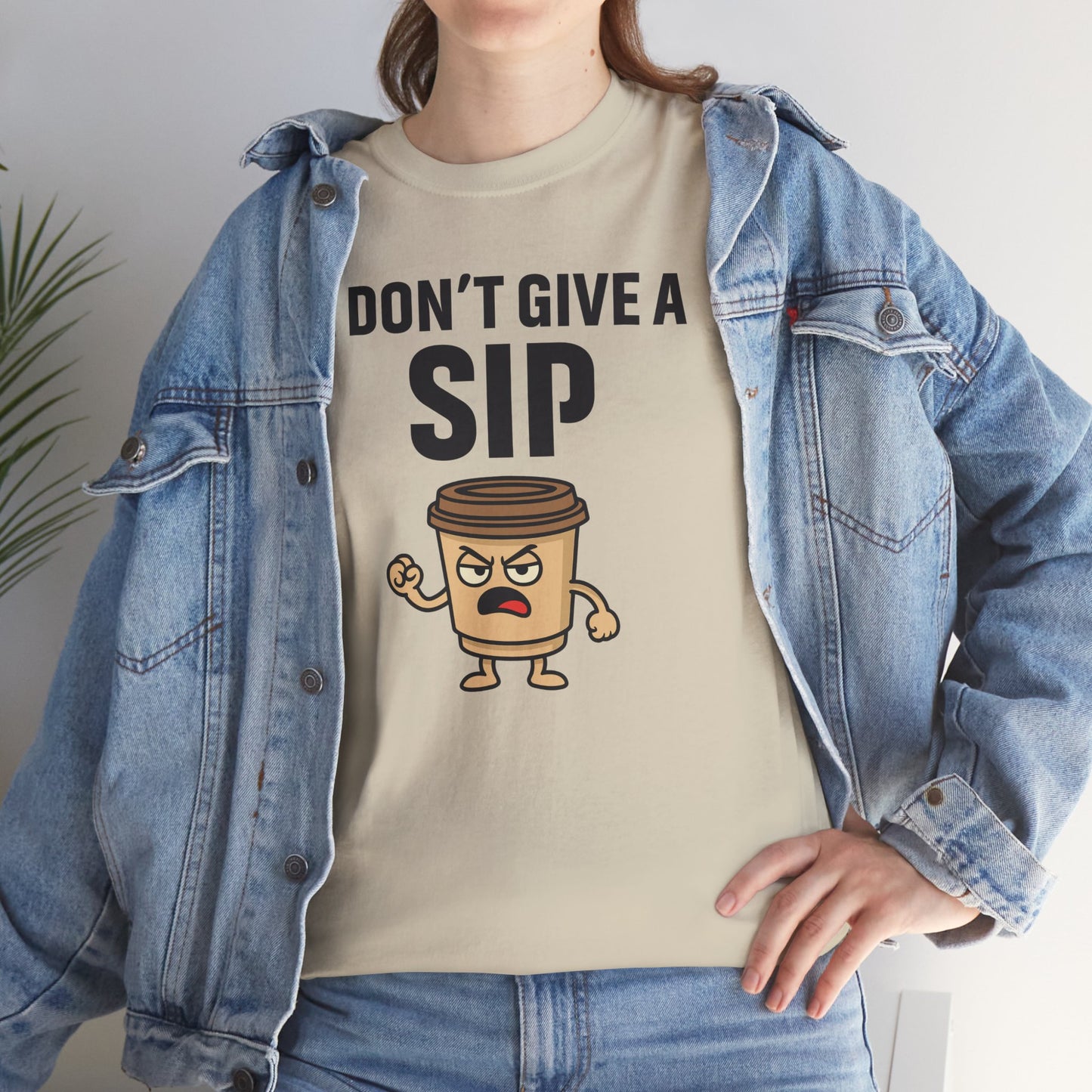 Coffee Cup Guy I Don't Give a Sip Unisex T-Shirt | Gift for Coffee Lovers, Humorous T-Shirt, Casual Office Wear