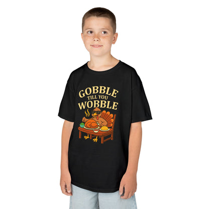 Gobble Till You Wobble Youth Unisex T-Shirt | Funny Thanksgiving Shirt, Family Gathering Apparel, Gifts for Kids