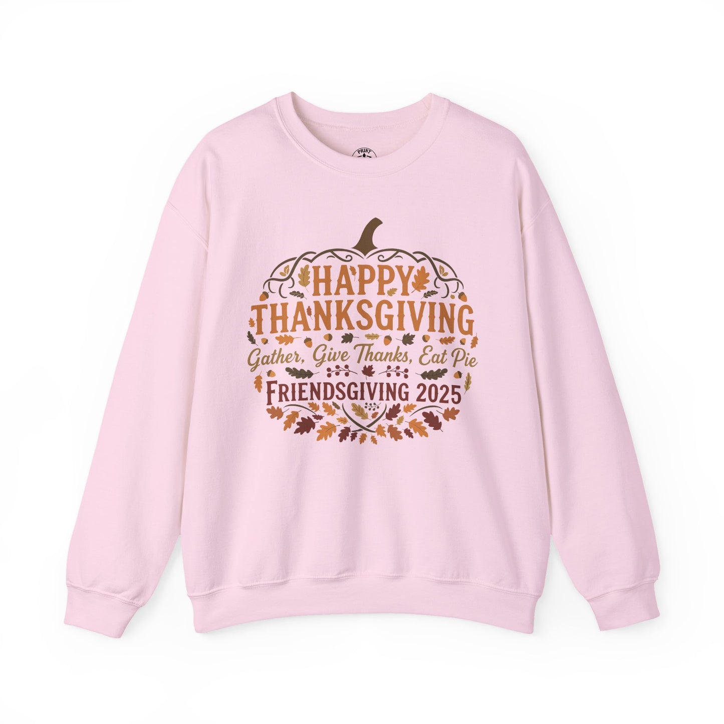 Happy Thanksgiving Friendsgiving 2025 Unisex Sweatshirt | Cozy Fall Apparel, Gift for Friends, Pumpkin Design, Autumn Fashion