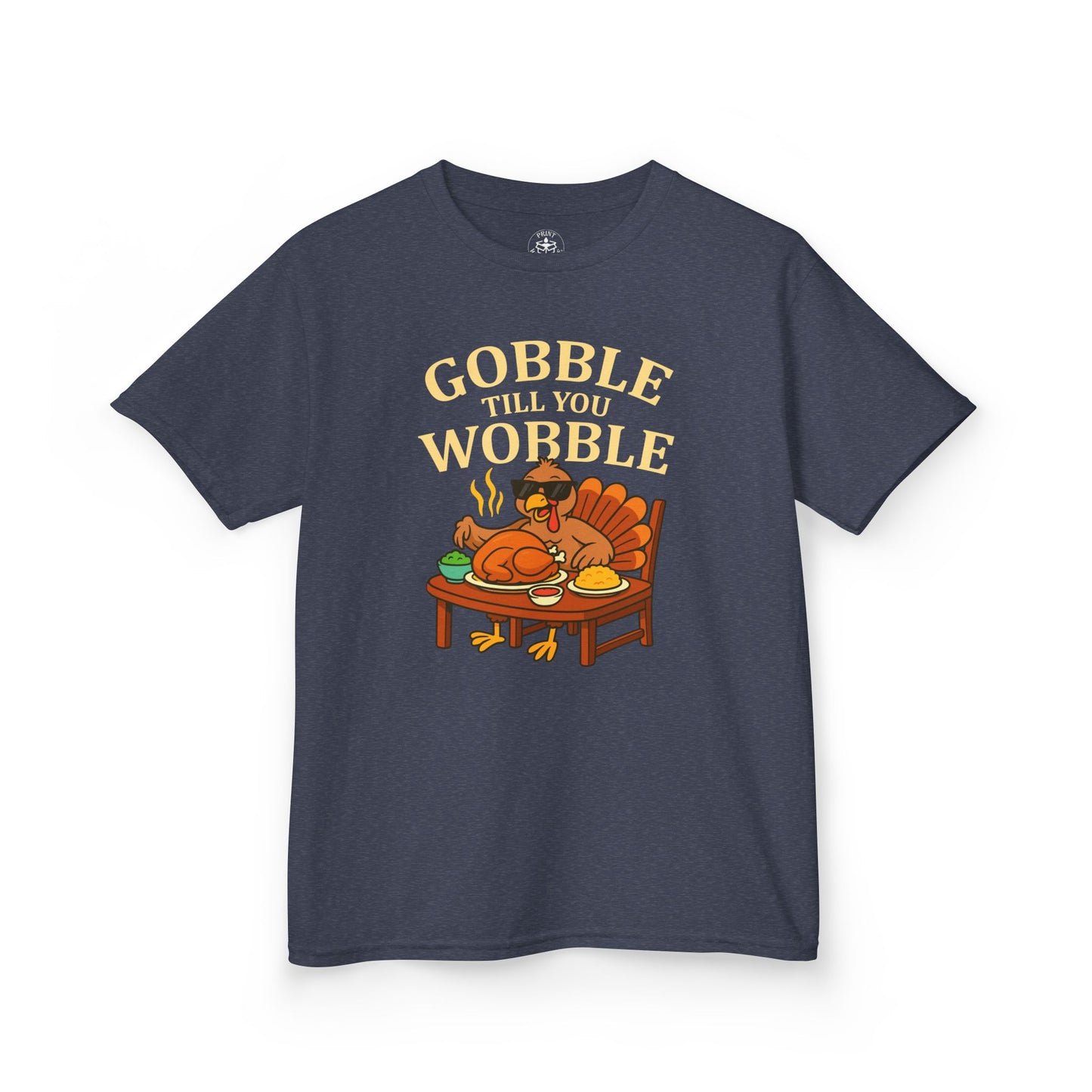 Gobble Till You Wobble Youth Unisex T-Shirt | Funny Thanksgiving Shirt, Family Gathering Apparel, Gifts for Kids