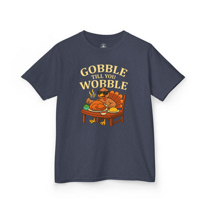 Gobble Till You Wobble Youth Unisex T-Shirt | Funny Thanksgiving Shirt, Family Gathering Apparel, Gifts for Kids