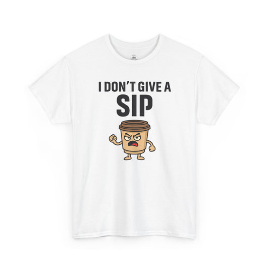 Coffee Cup Guy I Don't Give a Sip Unisex T-Shirt | Gift for Coffee Lovers, Humorous T-Shirt, Casual Office Wear