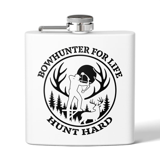 Bowhunter Flask for Life - 6oz Stainless Steel Flask, Hunting Gifts for Him, Outdoorsman Accessories, Gift for Hunters, Campfire Essential