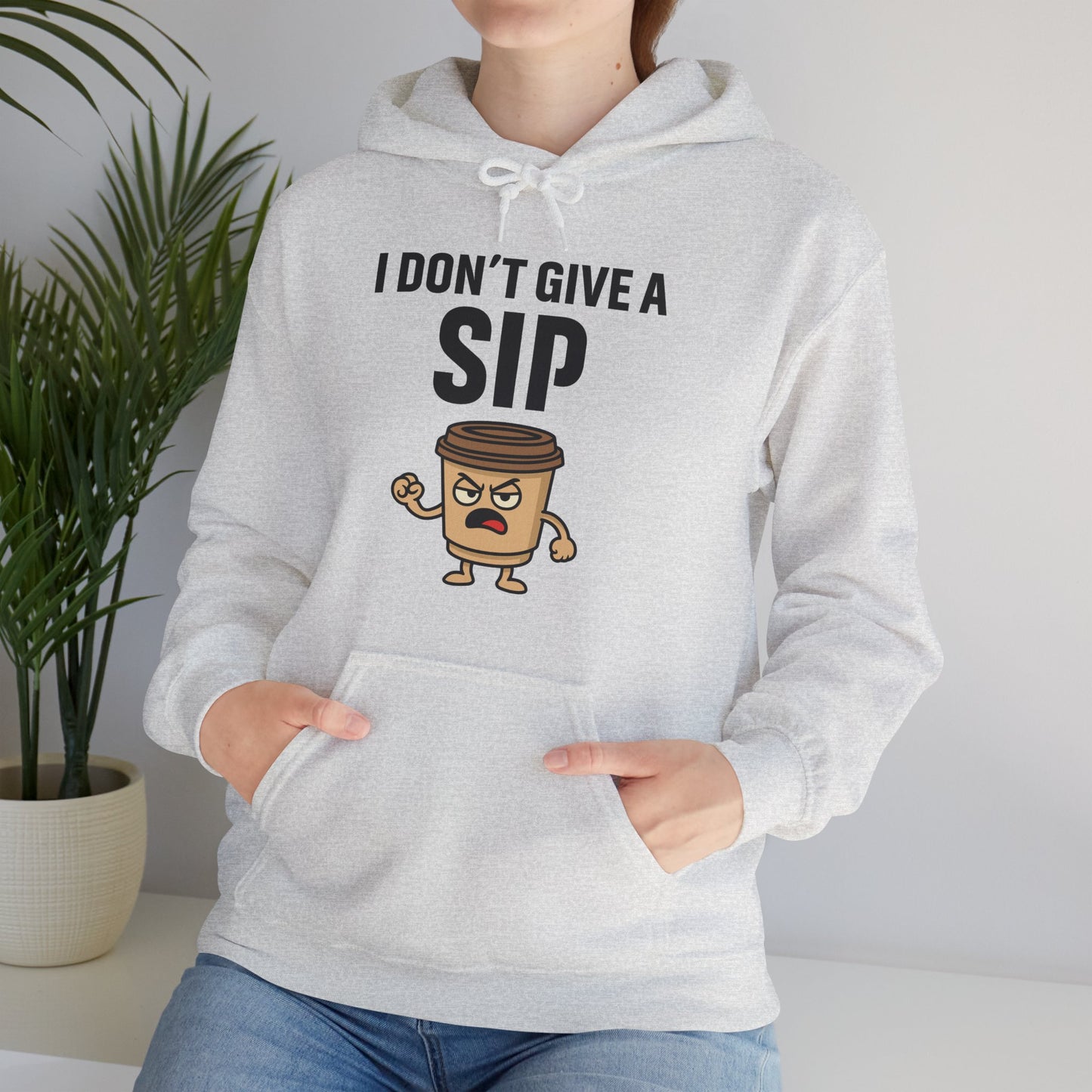 Coffee Cup Guy I Don't Give A Sip Unisex Hoodie | Coffee Attitude, Funny Sweatshirt, Perfect for Coffee Lovers, Humorous Apparel