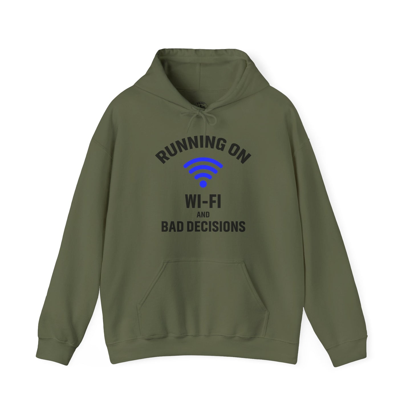 Running On Wi-Fi And Bad Decisions Unisex Hoodie | Fun Sweatshirt for Tech Lovers, Gift for College Students, Tech Humor Gift