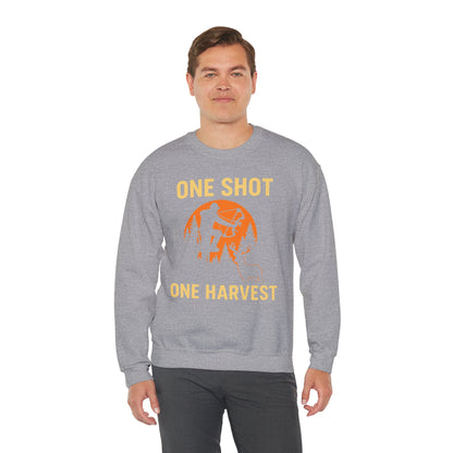 Hunting Crewneck Sweatshirt, One Shot One Harvest Sweatshirt, Gift for Hunters, Outdoor Apparel, Fall Outfit, Harvest Season Sweatshirt