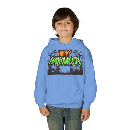 Halloween Youth Hoodie with 'Happy Halloween' Design, Cute Halloween [...]