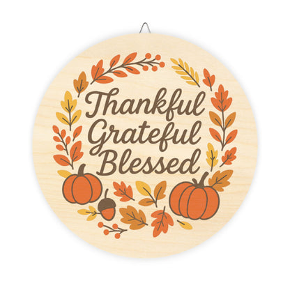 Thankful Grateful Blessed Wood Sign Decor, Autumn Home Decor, Fall Wall Art, Thanksgiving Decor, Rustic Farmhouse Wall Hanging