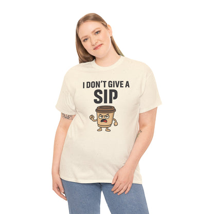 Coffee Cup Guy I Don't Give a Sip Unisex T-Shirt | Gift for Coffee Lovers, Humorous T-Shirt, Casual Office Wear