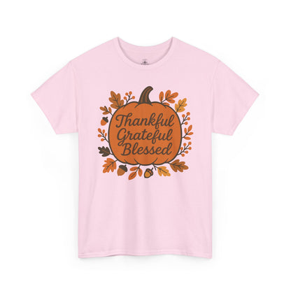 Thankful Grateful Blessed Unisex T-Shirt | Fall Shirt, Autumn Apparel, Thanksgiving Gift, Cozy Casual Wear
