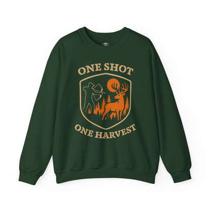 One Shot One Harvest Unisex Sweatshirt | Perfect Gift for Hunters, Cozy Fall Apparel, Classic Crewneck