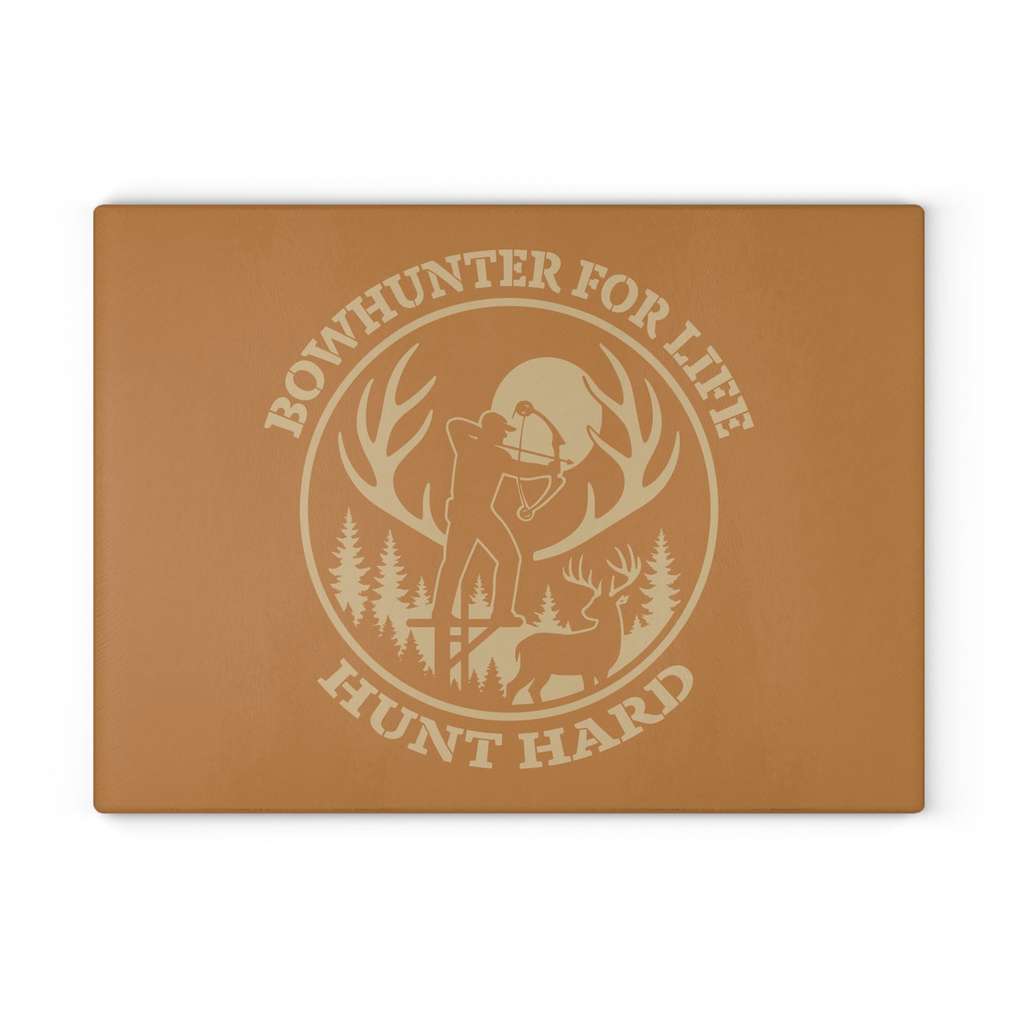 Bowhunter for Life Glass Cutting Board | Unique Kitchen Gift, Outdoor Enthusiasts, Rustic Decor, Personalized Cooking