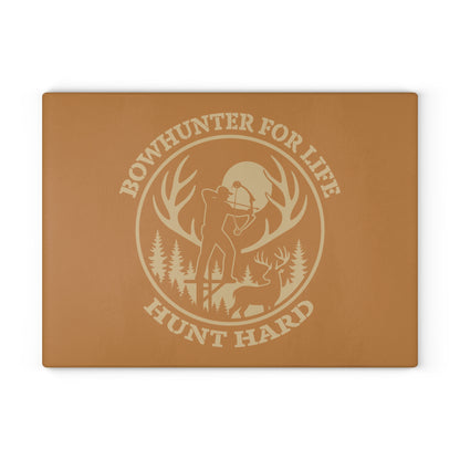 Bowhunter for Life Glass Cutting Board | Unique Kitchen Gift, Outdoor Enthusiasts, Rustic Decor, Personalized Cooking