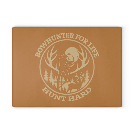 Bowhunter for Life Glass Cutting Board | Unique Kitchen Gift, Outdoor Enthusiasts, Rustic Decor, Personalized Cooking