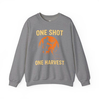 Hunting Crewneck Sweatshirt, One Shot One Harvest Sweatshirt, Gift for Hunters, Outdoor Apparel, Fall Outfit, Harvest Season Sweatshirt