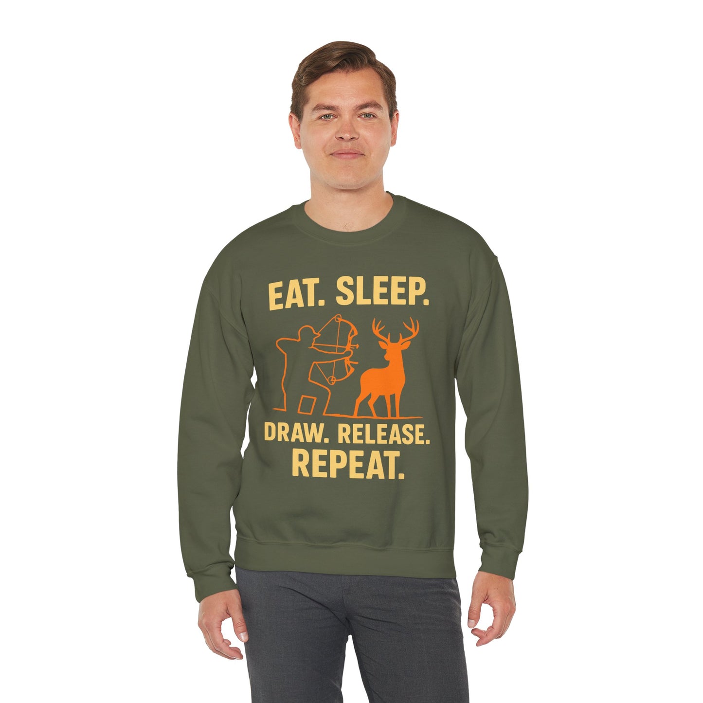 Eat Sleep Draw Release Repeat Unisex Sweatshirt | Perfect Gift for Hunters, Outdoor Enthusiasts, Archery Lovers, Casual Comfort