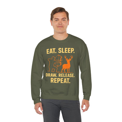 Eat Sleep Draw Release Repeat Unisex Sweatshirt | Perfect Gift for Hunters, Outdoor Enthusiasts, Archery Lovers, Casual Comfort