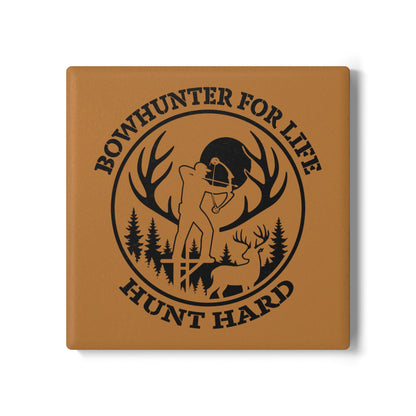 Bowhunter Ceramic Coaster, Rustic Home Decor, Hunting Gift, Nature Lovers, Unique Drinkware, Wildlife Enthusiast