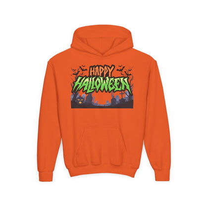 Halloween Youth Hoodie with 'Happy Halloween' Design, Cute Halloween [...]