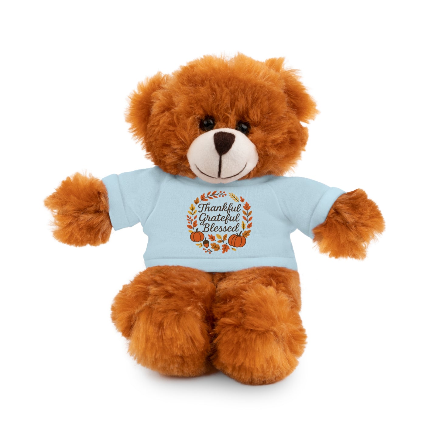Stuffed Animals with Thankful, Grateful, Blessed Custom Printed Tee