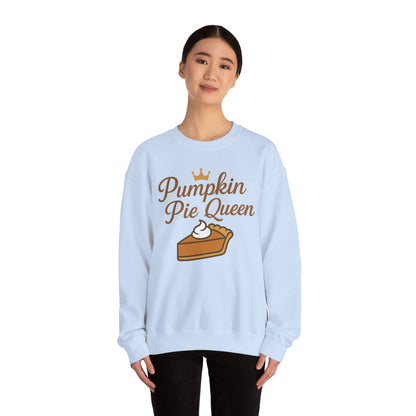 Pumpkin Pie Queen Crewneck Sweatshirt, Cozy Fall Sweatshirt, Thanksgiving Apparel, Funny Sweatshirt for Women, Gift for Baking Lovers