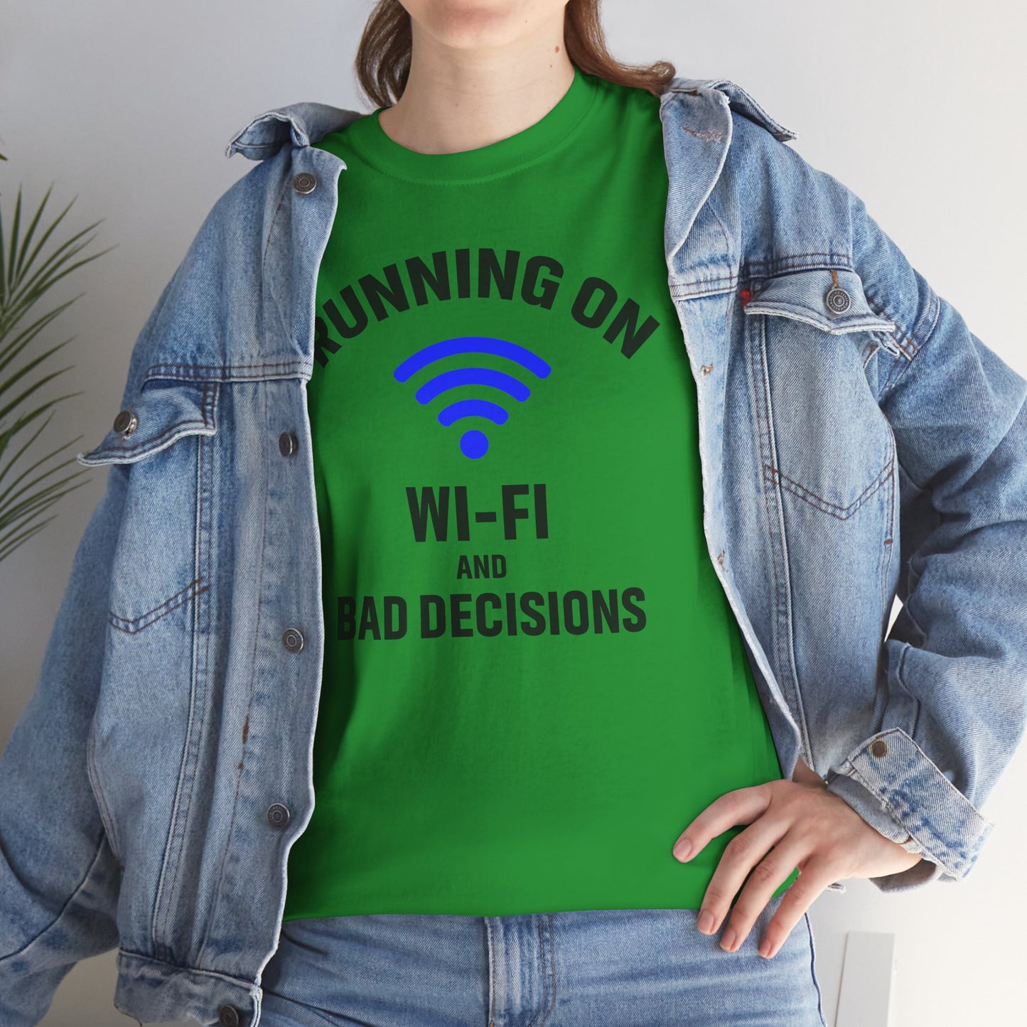Running On Wi-Fi And Bad Decisions Unisex T-Shirt | Funny Tee for Tech Lovers, Gift for Internet Junkies, Office Gift