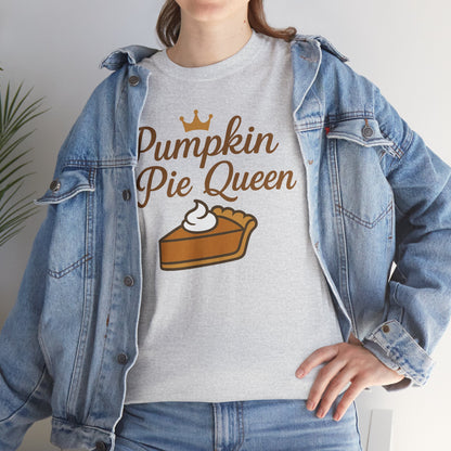 Pumpkin Pie Queen Tee, Funny T-Shirt, Thanksgiving Gift, Fall Apparel, Sweet Treat Lover Shirt, Unisex Cotton Tee