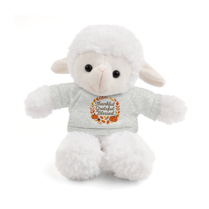 Stuffed Animals with Thankful, Grateful, Blessed Custom Printed Tee