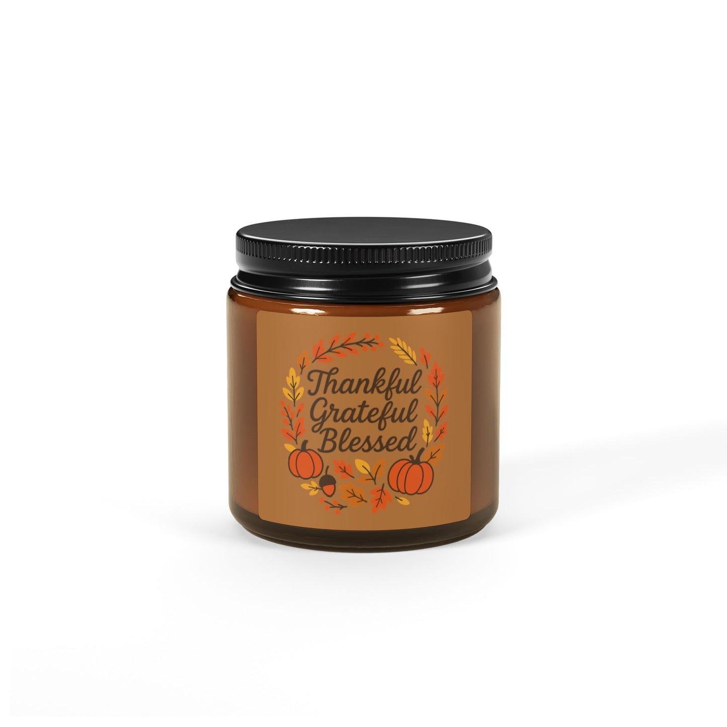 Thankful Grateful Blessed Scented Candle | Fall Soy Candle for Home Decor, Gifts, Pumpkin Spice, Thanksgiving, Autumn Aromatherapy