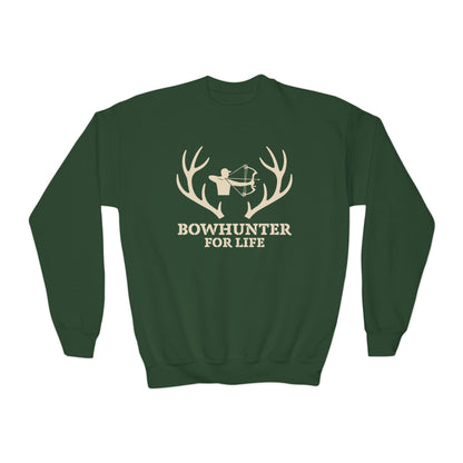 Bowhunter for Life Youth Crewneck Sweatshirt, Hunting Gift, Kids Sweatshirt, Outdoor Apparel, Archery Design, Youth Hoodie