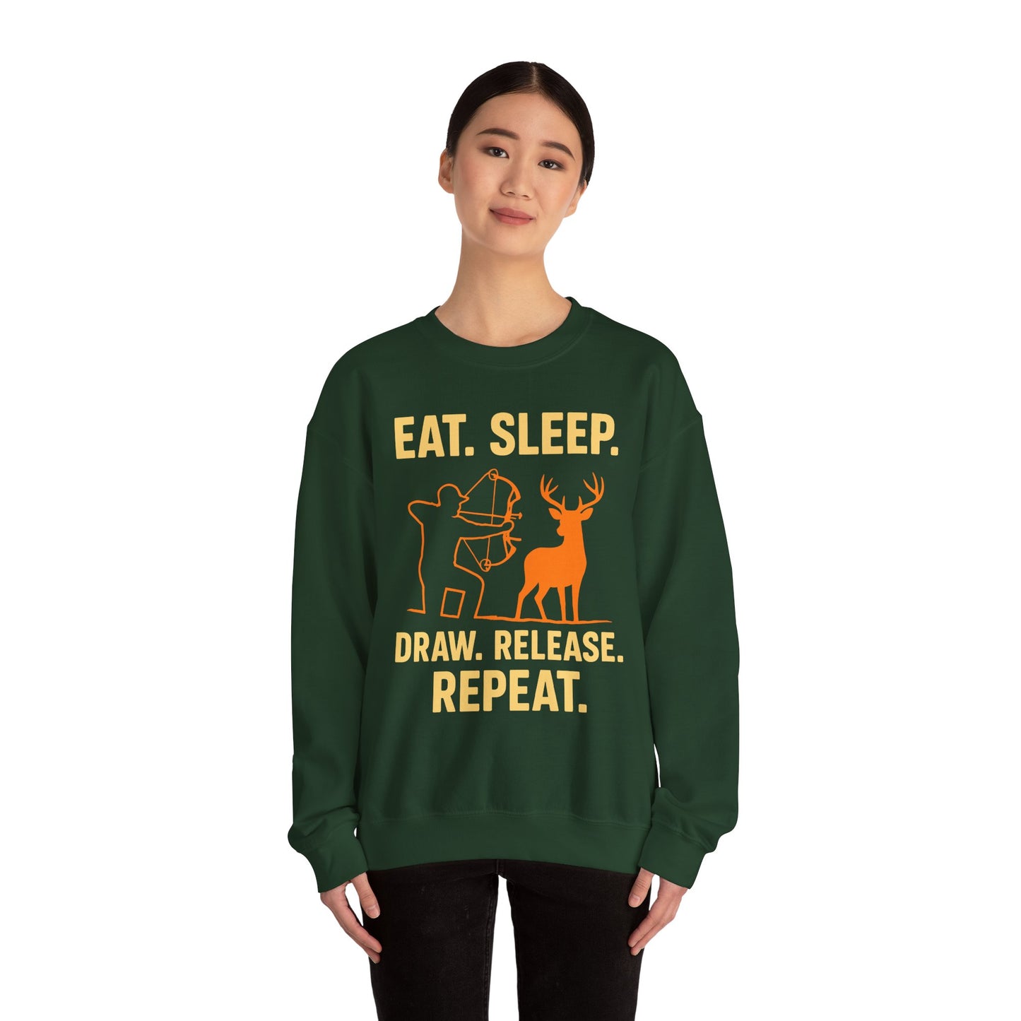 Eat Sleep Draw Release Repeat Unisex Sweatshirt | Perfect Gift for Hunters, Outdoor Enthusiasts, Archery Lovers, Casual Comfort