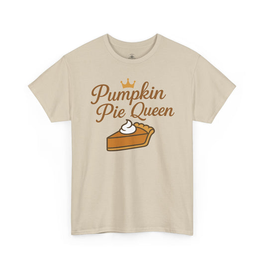 Pumpkin Pie Queen Tee, Funny T-Shirt, Thanksgiving Gift, Fall Apparel, Sweet Treat Lover Shirt, Unisex Cotton Tee