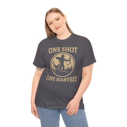 One Shot One Harvest Unisex T-Shirt | Outdoor Adventure Wear, Gift for Hunters, Camping Apparel, Fall Sportswear