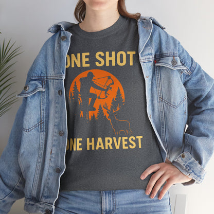 Hunting Tribute Tee, Outdoor Lifestyle Shirt, Gift for Hunters, Fall Harvest Apparel, One Shot One Harvest Design