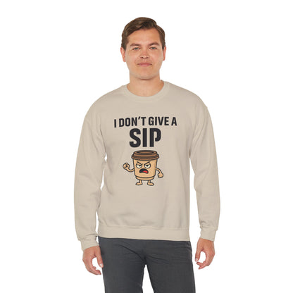 Coffee Cup Guy I Don't Give A Sip Unisex Sweatshirt | Coffee Attitude, Funny Casual Gift for Coffee Lovers, Humorous Design