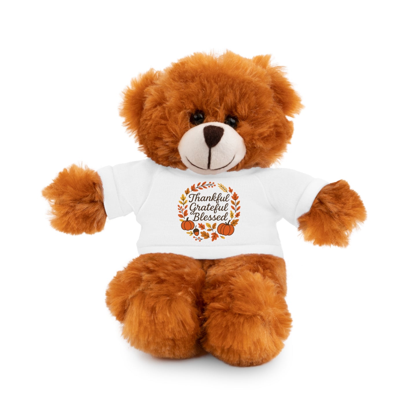 Stuffed Animals with Thankful, Grateful, Blessed Custom Printed Tee