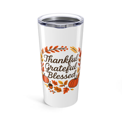 Thankful Grateful Blessed Tumbler 20oz - Perfect for Thanksgiving Gifts, Fall Decor, Travel Mugs, Eco-Friendly Drinkware