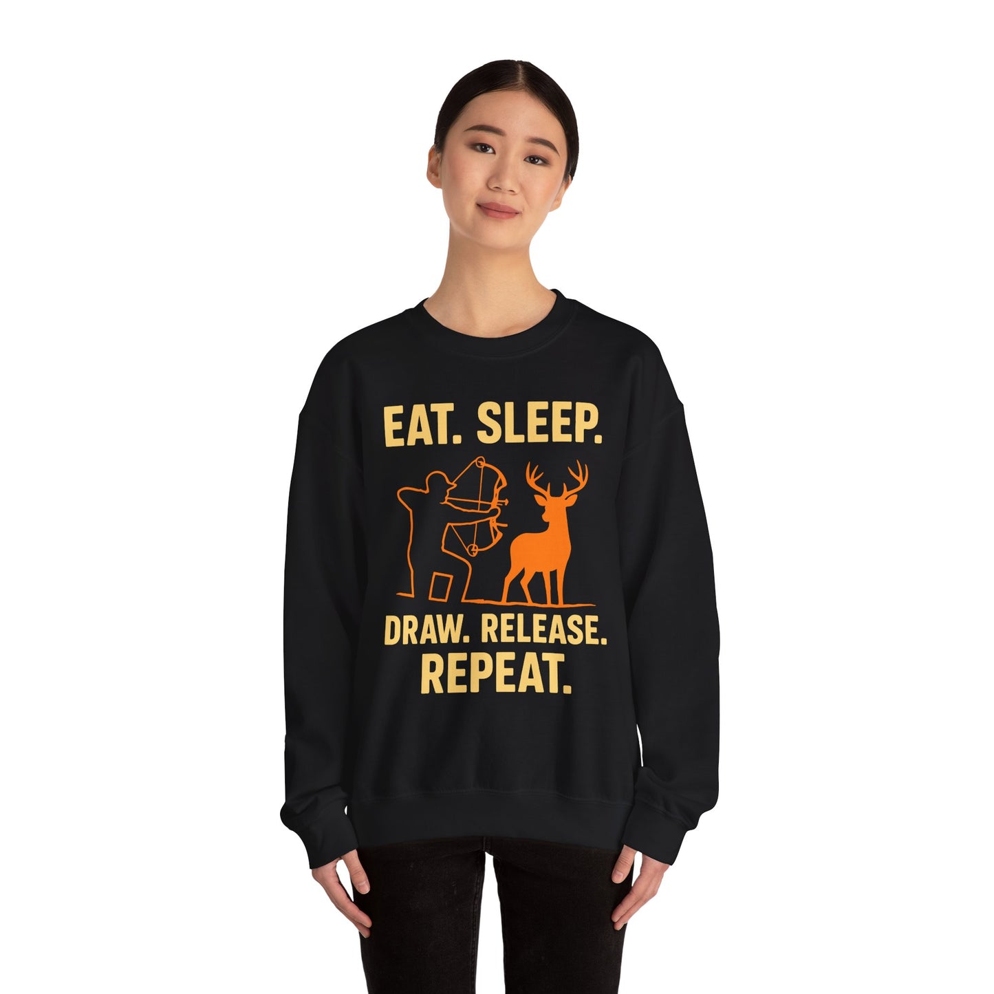 Eat Sleep Draw Release Repeat Unisex Sweatshirt | Perfect Gift for Hunters, Outdoor Enthusiasts, Archery Lovers, Casual Comfort