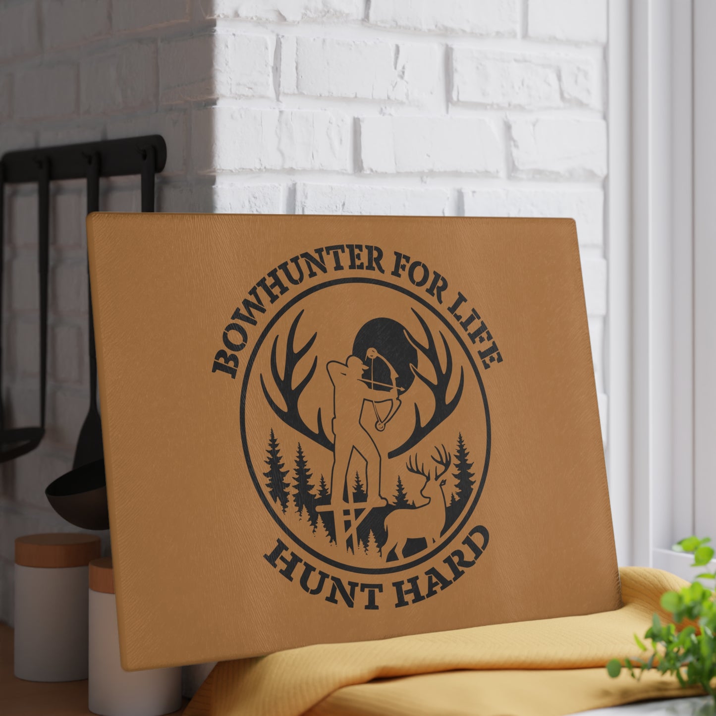 Bowhunter for Life Glass Cutting Board | Perfect Gift for Outdoor Enthusiasts, Kitchen Decor, Hunting Gifts, Cooking Accessories
