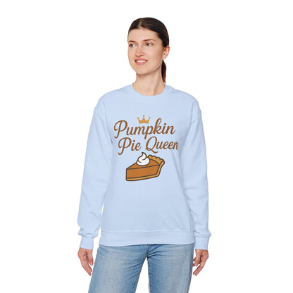 Pumpkin Pie Queen Crewneck Sweatshirt, Cozy Fall Sweatshirt, Thanksgiving Apparel, Funny Sweatshirt for Women, Gift for Baking Lovers