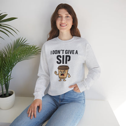 Coffee Cup Guy I Don't Give A Sip Unisex Sweatshirt | Coffee Attitude, Funny Casual Gift for Coffee Lovers, Humorous Design