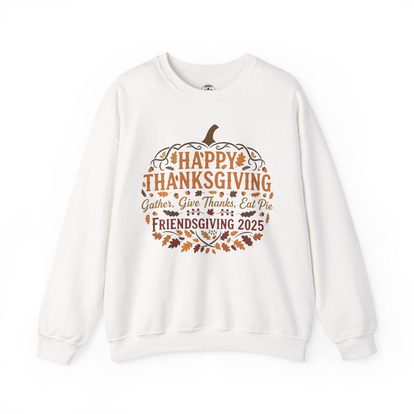 Happy Thanksgiving Friendsgiving 2025 Unisex Sweatshirt | Cozy Fall Apparel, Gift for Friends, Pumpkin Design, Autumn Fashion