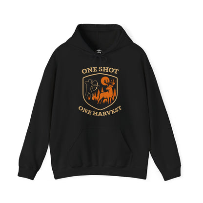 One Shot One Harvest Unisex Hoodie | Hunting Mood Hooded Sweatshirt, Gift for Outdoor Enthusiasts, Cozy Hoodie for Fall Adventures