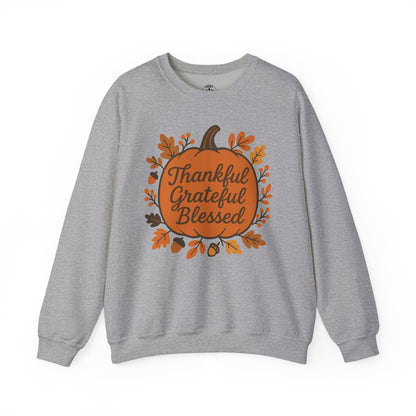 Thankful Grateful Blessed Sweatshirt | Cozy Fall Crewneck, Autumn Style, Thanksgiving Gift, Unisex Casual Wear