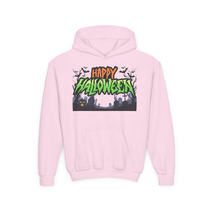 Halloween Youth Hoodie with 'Happy Halloween' Design, Cute Halloween [...]