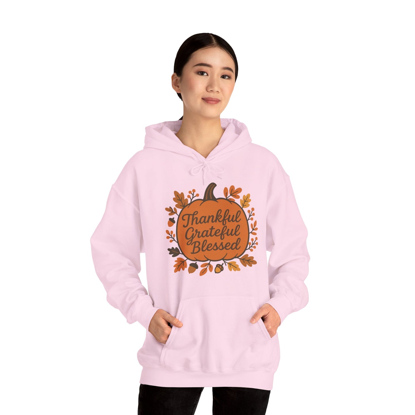 Thankful Grateful Blessed Unisex Hoodie | Cozy Fall Sweatshirt, Autumn Apparel, Thanksgiving Gift, Seasonal Comfort