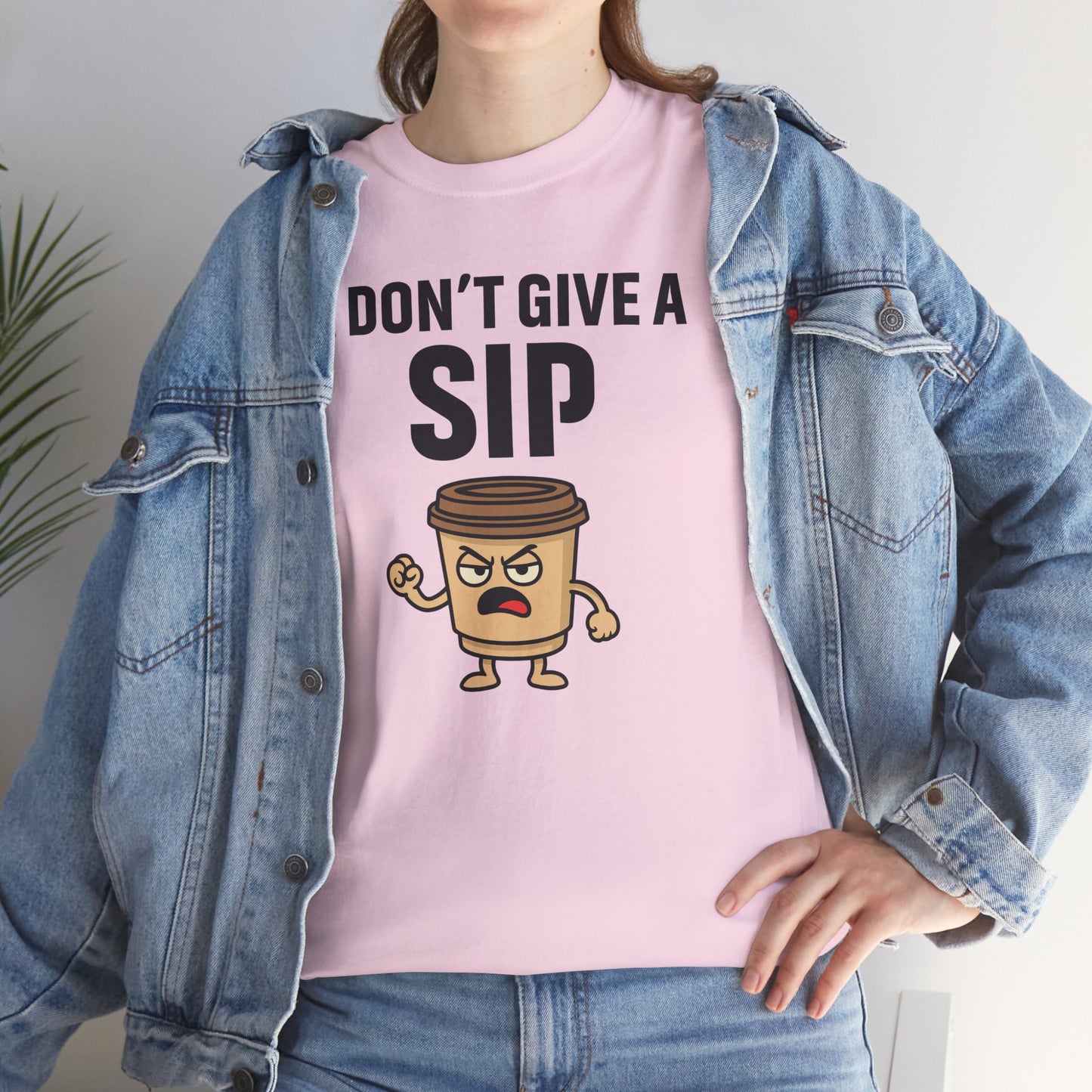 Coffee Cup Guy I Don't Give a Sip Unisex T-Shirt | Gift for Coffee Lovers, Humorous T-Shirt, Casual Office Wear